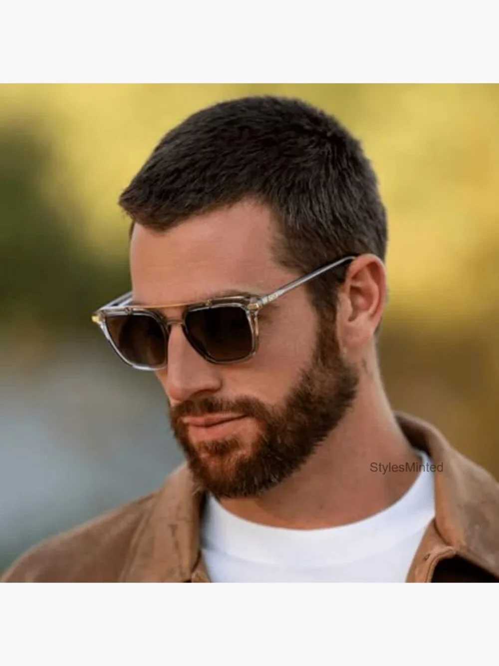 Men's Square Aviator Sunglasses - Double Metal Bridge Polarized UV Protection